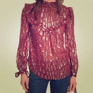Veronica Beard Metallic Silk Blouse